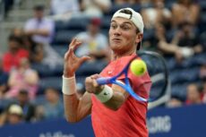 Sep 4, 2023; Flushing, NY, USA; Jack Draper of Great Britain hits to Andrey Rublev on day eight of the 2023 U.S. Open tennis tournament at USTA Billie Jean King National Tennis Center. Mandatory Credit: Danielle Parhizkaran-USA TODAY Sports/File Photo