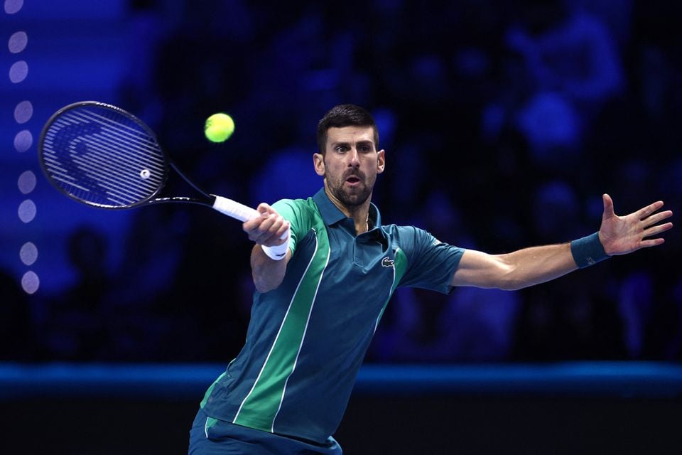 Tennis - ATP Finals - Pala Alpitour, Turin, Italy - November 16, 2023 Serbia's Novak Djokovic in action during his group stage match against Poland's Hubert Hurkacz REUTERS/Guglielmo Mangiapane